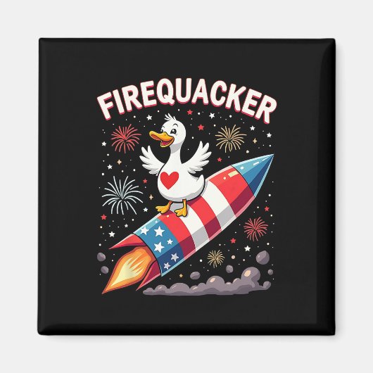 Funny Firecracker Ente Gänse 4. Juli Patriotic Magnet (Vorne)
