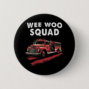 Funny Firefighter Art Fire Truck Feuerwehrmann Button
