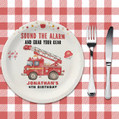 Funny Firefighter Birthday Boy Party Pappteller