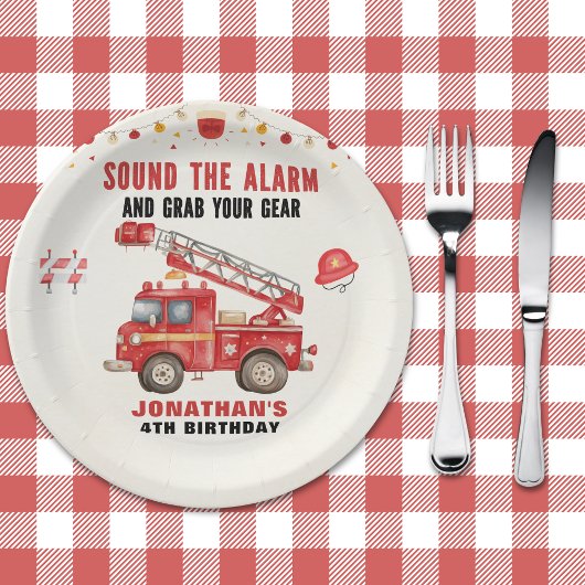 Funny Firefighter Birthday Boy Party Pappteller