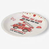 Funny Firefighter Birthday Boy Party Pappteller (Schrägansicht)