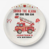 Funny Firefighter Birthday Boy Party Pappteller (Vorderseite)