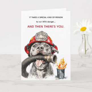 Funny Firefighter Birthday Card Coworker Dog Humor Karte