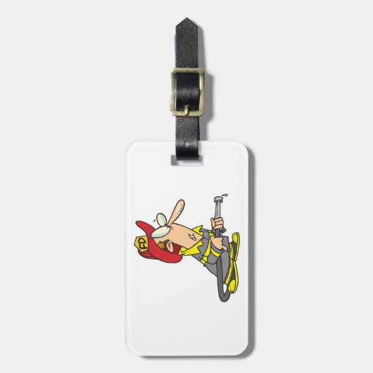 Funny Firefighter mit Hose Emergency Responder Gepäckanhänger (Vorderseite vertikal)