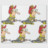 Funny Firefighter mit Hose Emergency Responder Geschenkpapier (Flach)