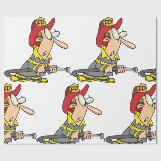 Funny Firefighter mit Hose Emergency Responder Geschenkpapier (Flach)