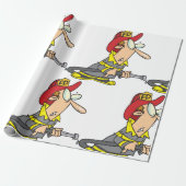 Funny Firefighter mit Hose Emergency Responder Geschenkpapier (Ungerollt)
