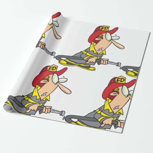 Funny Firefighter mit Hose Emergency Responder Geschenkpapier (Ungerollt)