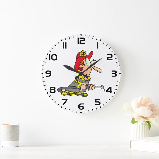 Funny Firefighter mit Hose Emergency Responder Große Wanduhr