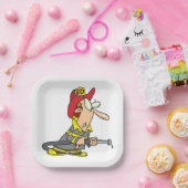 Funny Firefighter mit Hose Emergency Responder Pappteller (Party)