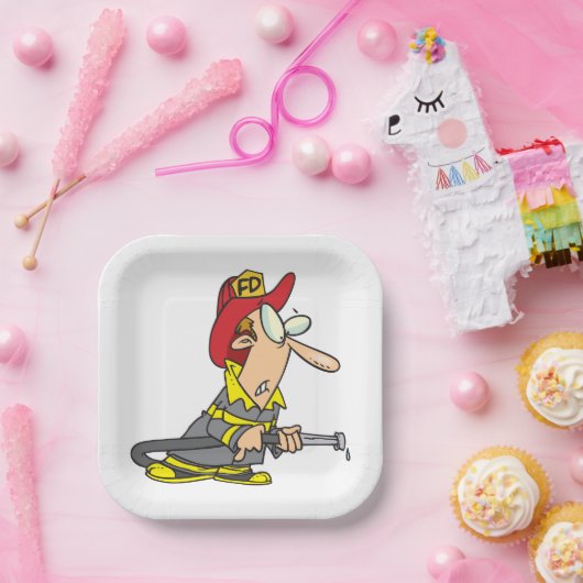 Funny Firefighter mit Hose Emergency Responder Pappteller (Party)