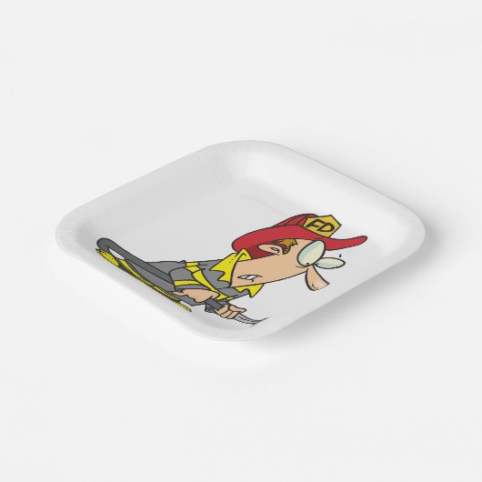 Funny Firefighter mit Hose Emergency Responder Pappteller (Gewinkelt)