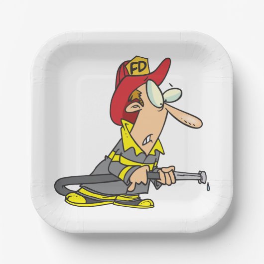 Funny Firefighter mit Hose Emergency Responder Pappteller (Vorderseite)