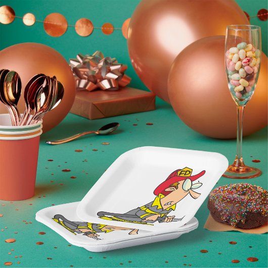 Funny Firefighter mit Hose Emergency Responder Pappteller