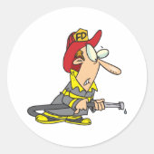 Funny Firefighter mit Hose Emergency Responder Runder Aufkleber (Vorderseite)