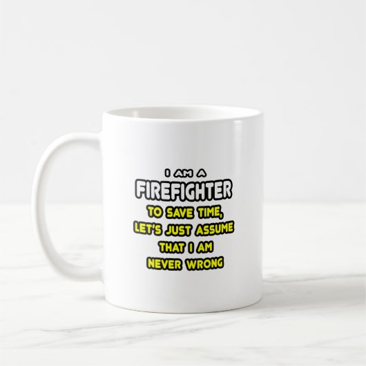 Funny Firefighter T - Shirt und Geschenke Kaffeetasse (Links)
