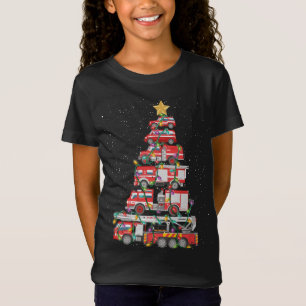 Funny Firefighter Tree Feuer Truck Weihnachten Fro T-Shirt