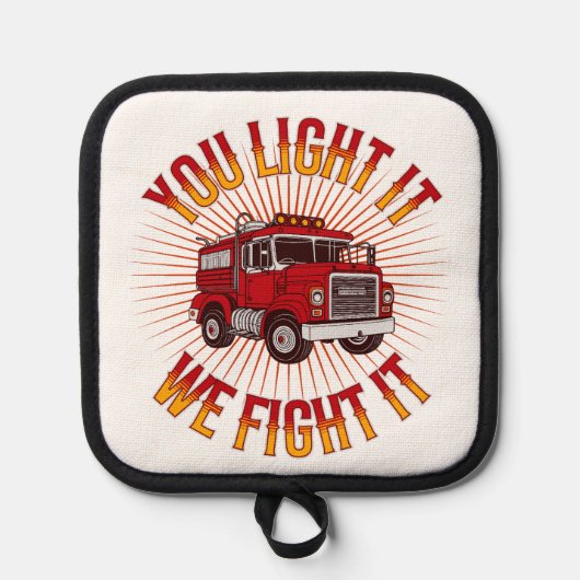 Funny Firehouse Kitchen Square Topflappen (Vorderseite)