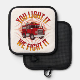 Funny Firehouse Kitchen Square Topflappen
