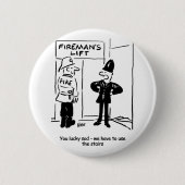 Funny Fireman Feuerwehrmann und Polizist Cartoon Button (Vorderseite)