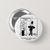 Funny Fireman Feuerwehrmann und Polizist Cartoon Button (Vorne & Hinten)