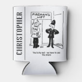 Funny Fireman Feuerwehrmann und Polizist Cartoon Dosenkühler (Vorderseite)