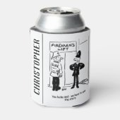 Funny Fireman Feuerwehrmann und Polizist Cartoon Dosenkühler (Kanne Rückseite)