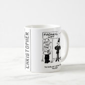 Funny Fireman Feuerwehrmann und Polizist Cartoon Kaffeetasse (VorderseiteRechts)