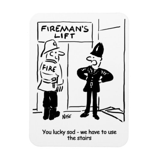 Funny Fireman Feuerwehrmann und Polizist Cartoon Magnet (Vertikal)