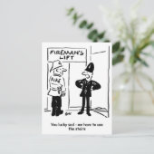 Funny Fireman Feuerwehrmann und Polizist Cartoon Postkarte (Stehend Vorderseite)