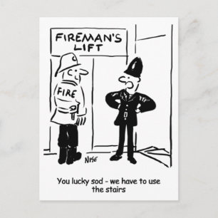 Funny Fireman Feuerwehrmann und Polizist Cartoon Postkarte