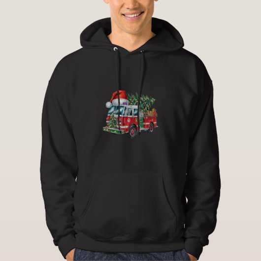 Funny Fireruck Weihnachtsmannmütze Weihnachtsbauml Hoodie (Vorderseite)