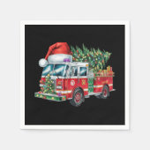 Funny Fireruck Weihnachtsmannmütze Weihnachtsbauml Serviette (Vorderseite)