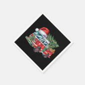 Funny Fireruck Weihnachtsmannmütze Weihnachtsbauml Serviette (Ecke)