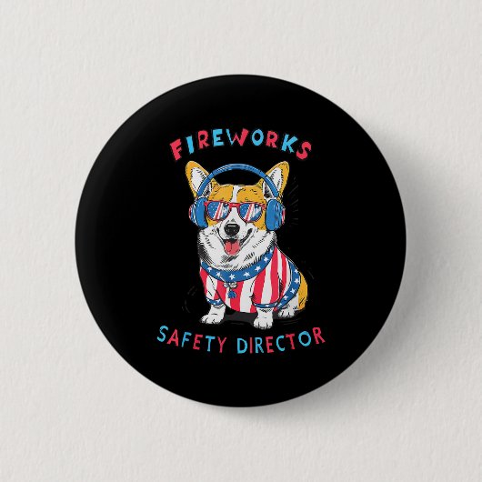 Funny Fireworks Safety Director Dog Technician Exp Button (Vorderseite)
