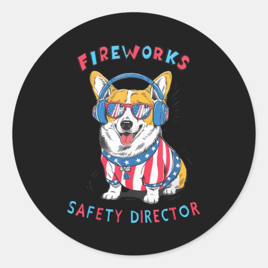 Funny Fireworks Safety Director Dog Technician Exp Runder Aufkleber (Vorderseite)
