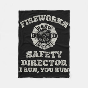 Funny Fireworks Safety Director Firefighter Americ Fleecedecke