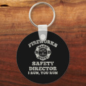 Funny Fireworks Safety Director Firefighter Americ Schlüsselanhänger (Vorderseite)