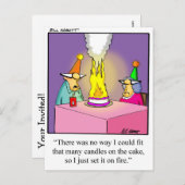 Funny Firey Geburtstagskuchen Postcard Einladungspostkarte (Vorne/Hinten)