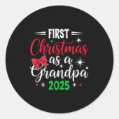 Funny First Christmas As Grandpa 2025 Matching Coq Runder Aufkleber (Vorderseite)