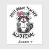 Funny First Grade Teacher Cute Feral School Humor Aufkleber (Blatt)