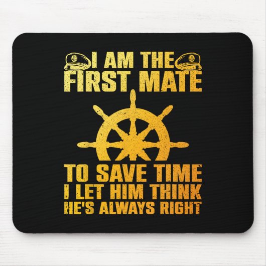 Funny First Mate For Men Women Pontoon Boat Captai Mousepad (Vorne)