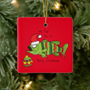 Funny Fischen Weihnachtsbass Fisch Niedlicher Cart Keramikornament