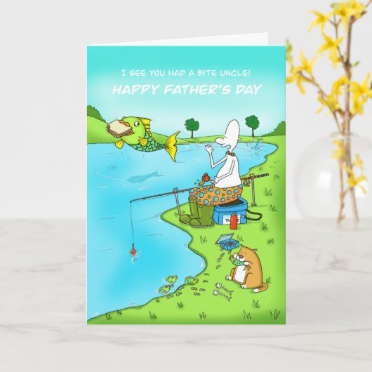Funny Fischer Vatertag Onkel Karte (Gelbe Blume)