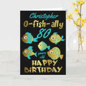 Funny Fish 80. Geburtstag Karte (Gelbe Blume)
