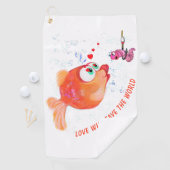 Funny Fish and Worm Golf Towel - Custom Text Golfhandtuch (Insitu)
