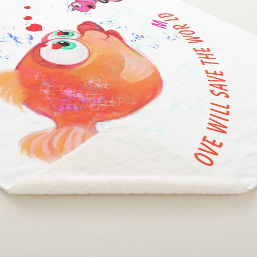 Funny Fish and Worm Sherpa Blanket - Benutzerdefin Sherpadecke (3/4)