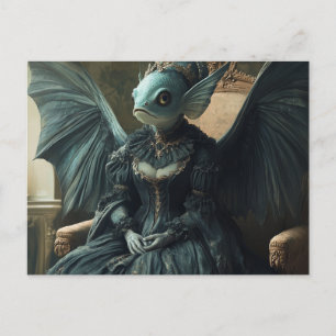 Funny Fish Bat Royalty AI Generierte Kunst Postkar Postkarte