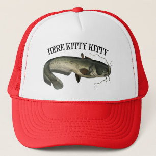 Funny Fish Catfish Here Kitty Kitty Trucker Hat Truckerkappe