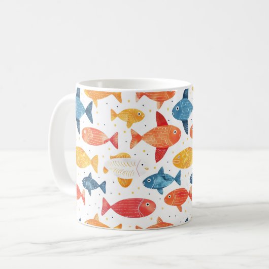Funny Fish farbiges Muster Kaffeetasse (Vorderseite Links)